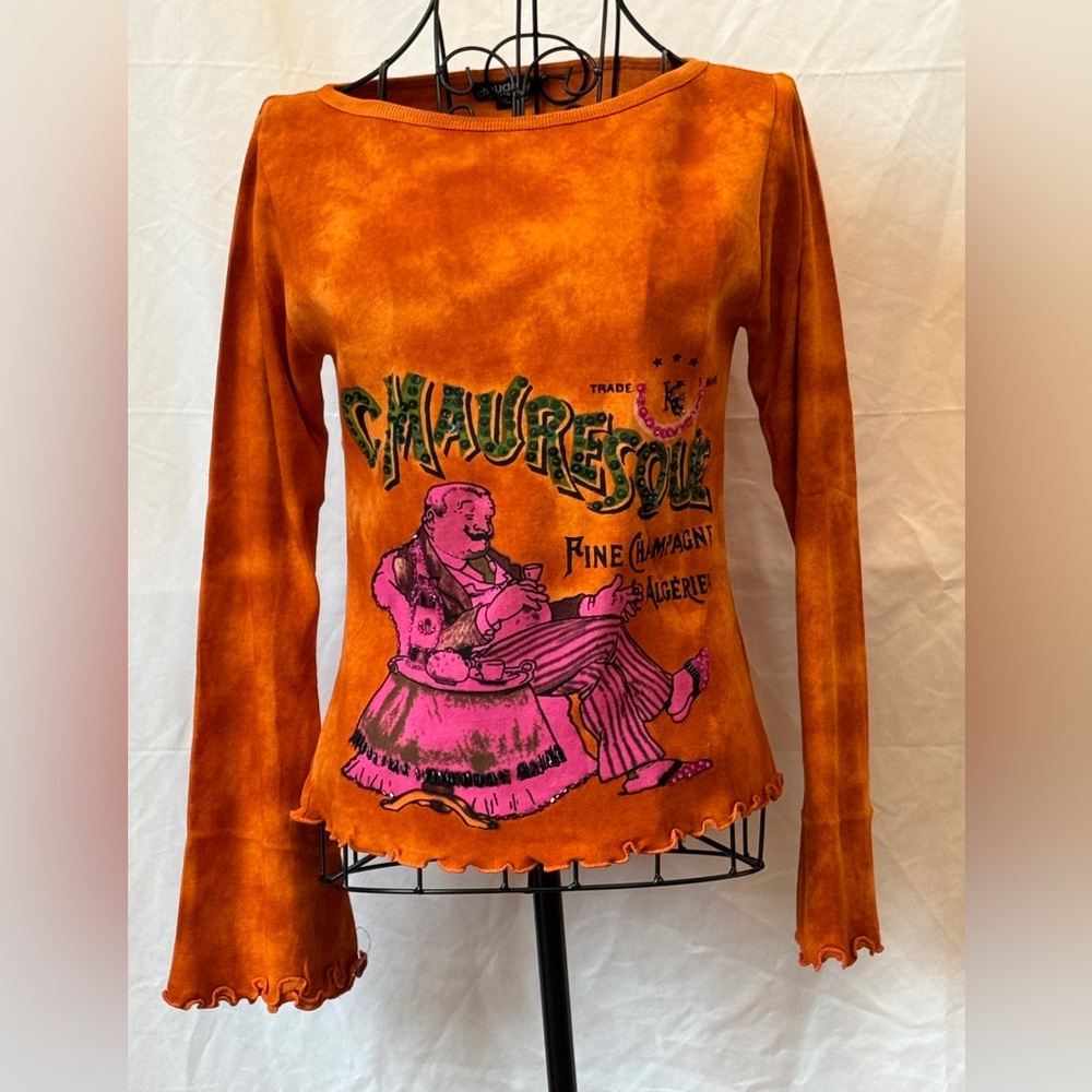 050 - Orange Graphic Long Sleeve Top